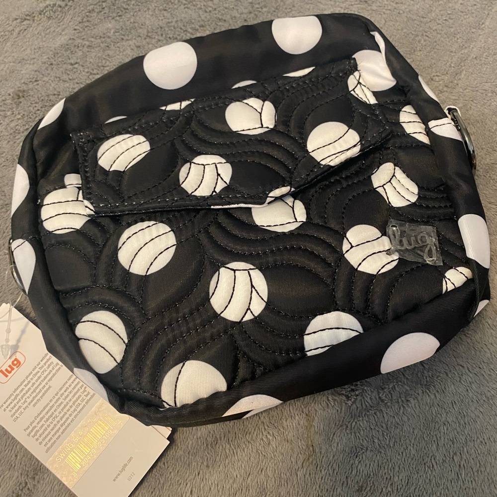 lug Swing Crossbody Black and White Polka Dot Quilted NWT